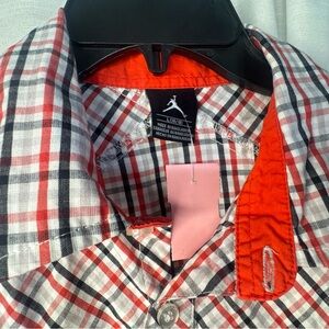 Jordan‎ Kids shirt Red and White Plaid Zise Large 16-18